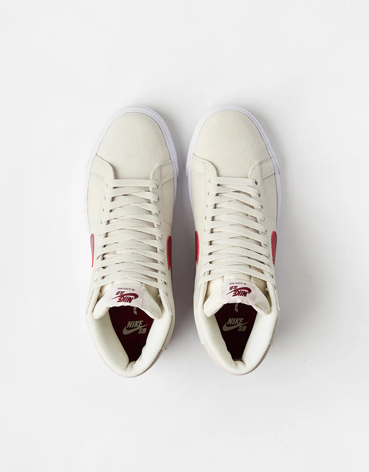 Nike SB Zoom Blazer Mid Skate Shoes - Pale Ivory/Noble Red-Silt Red-White - Image 2