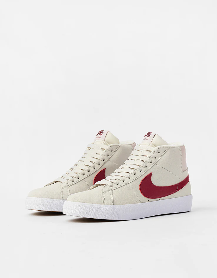 Nike SB Zoom Blazer Mid Skate Shoes - Pale Ivory/Noble Red-Silt Red-White - Image 3