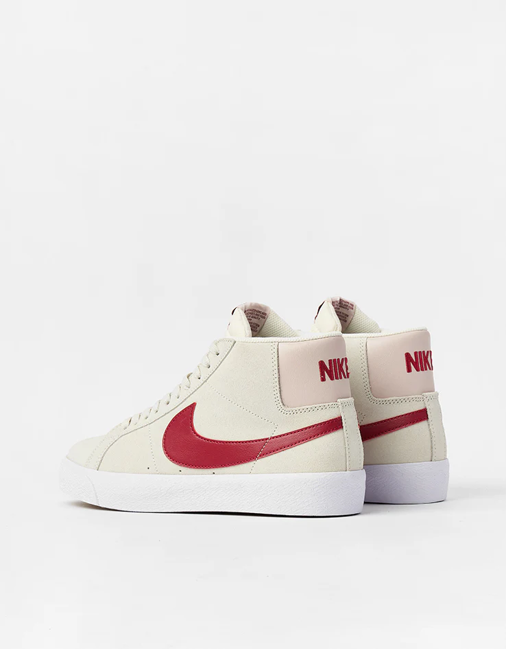 Nike SB Zoom Blazer Mid Skate Shoes - Pale Ivory/Noble Red-Silt Red-White - Image 4