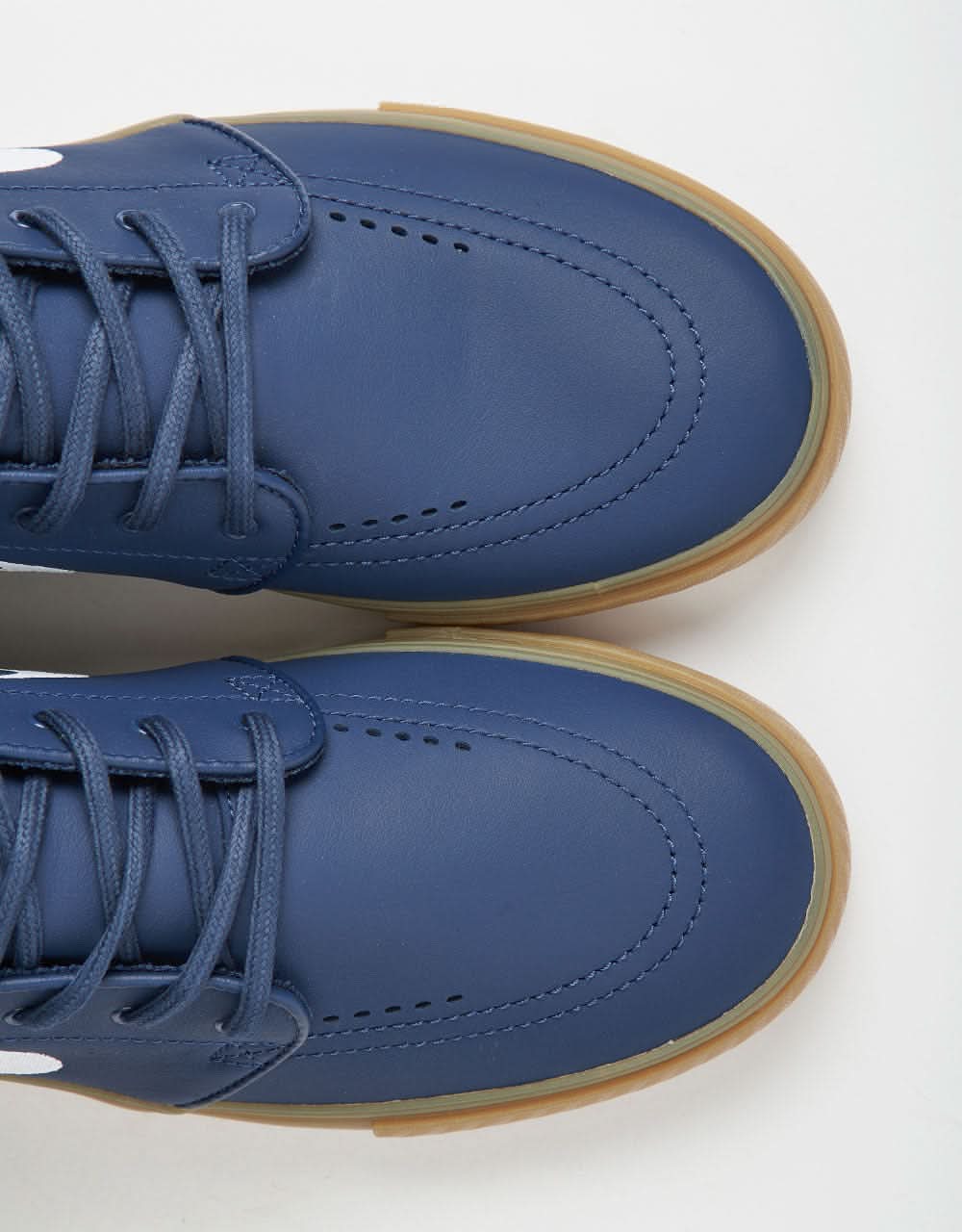 Nike SB Zoom Janoski ISO Skate Shoes - Navy/White-Navy-Gum Lt Brown-Midnight Navy-Safety Orange - Image 6