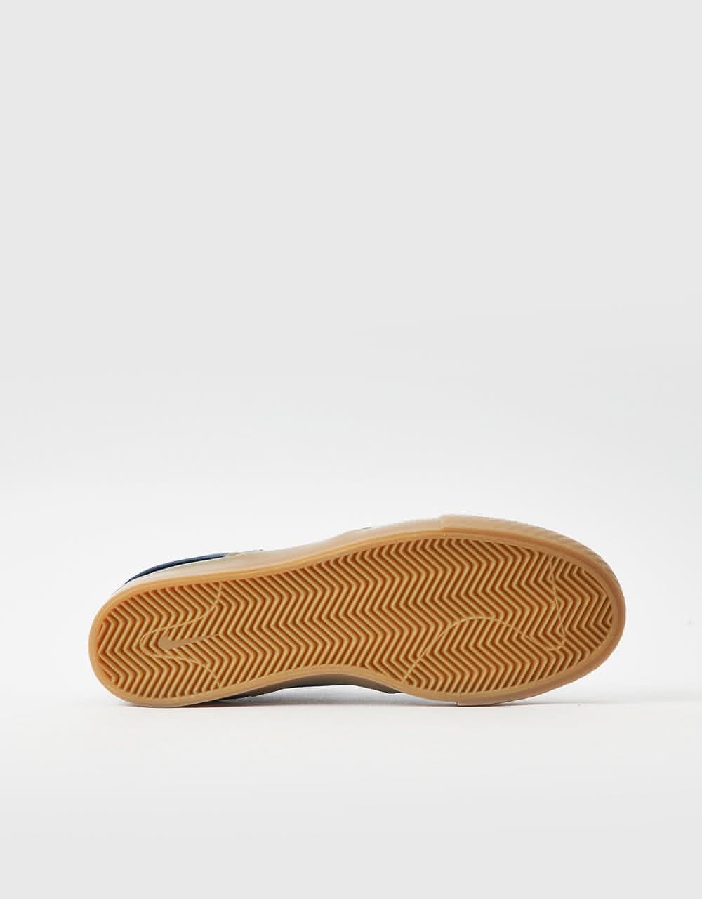 Nike SB Zoom Janoski ISO Skate Shoes - Navy/White-Navy-Gum Lt Brown-Midnight Navy-Safety Orange - Image 7