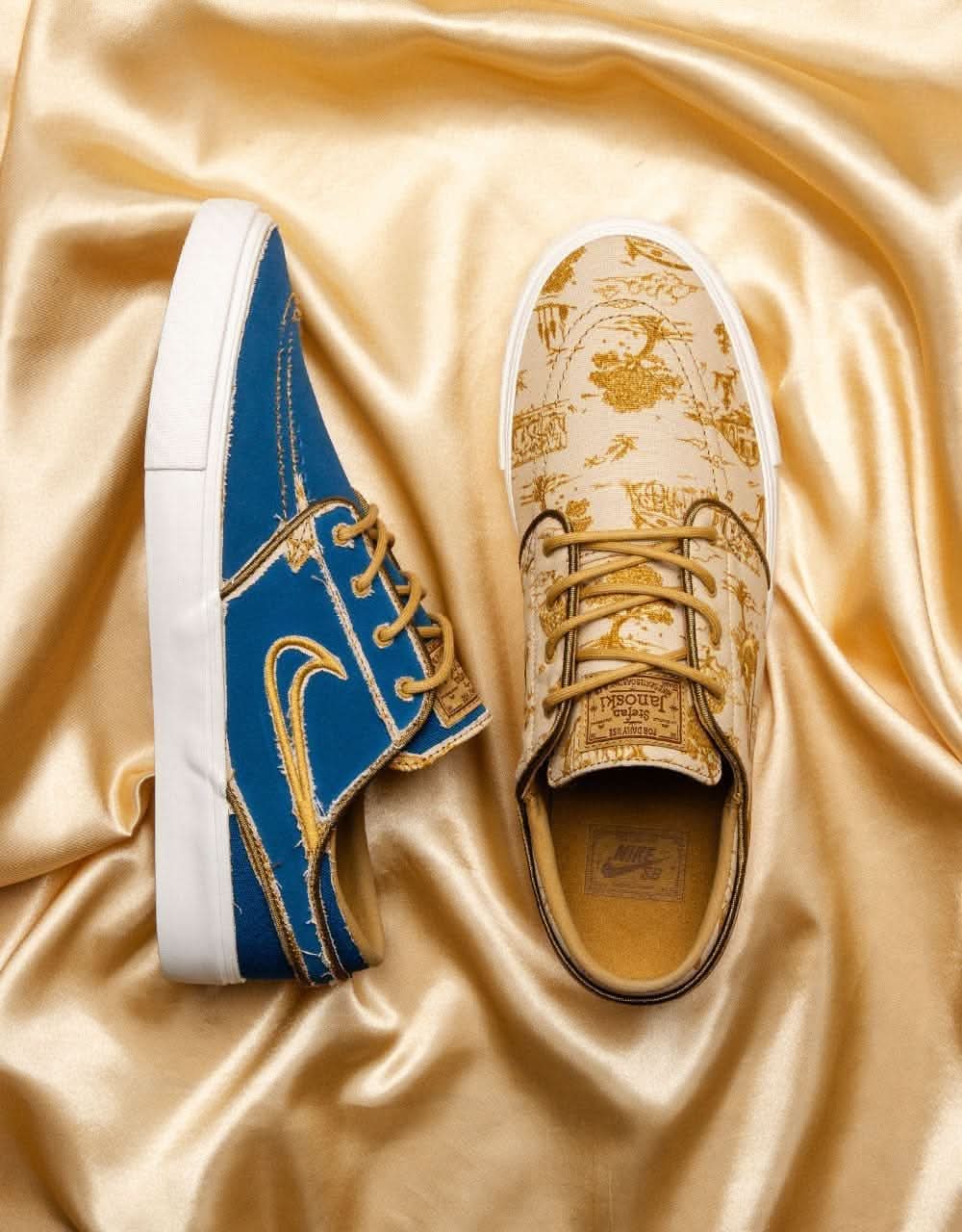 Nike SB Zoom Janoski OG+ Premium Skate Shoes - Sesame/Flt Gold-Bronzine-Sail-Court Blue-Gum Lt Brown - Image 2