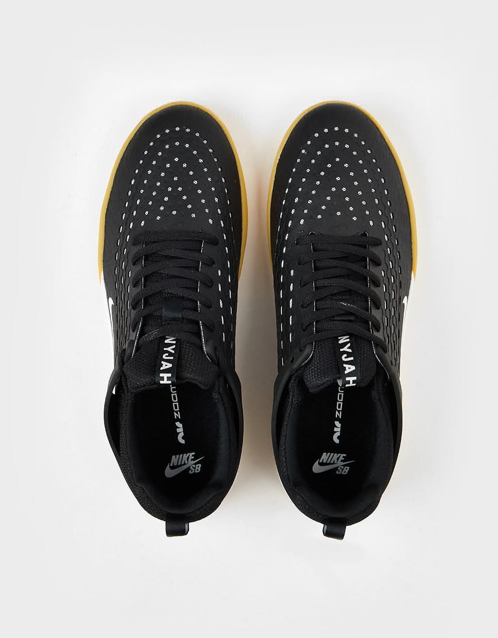Nike SB Zoom Nyjah 3 Skate Shoes - Black/White-Black-White-Gum Lt Brown - Image 6