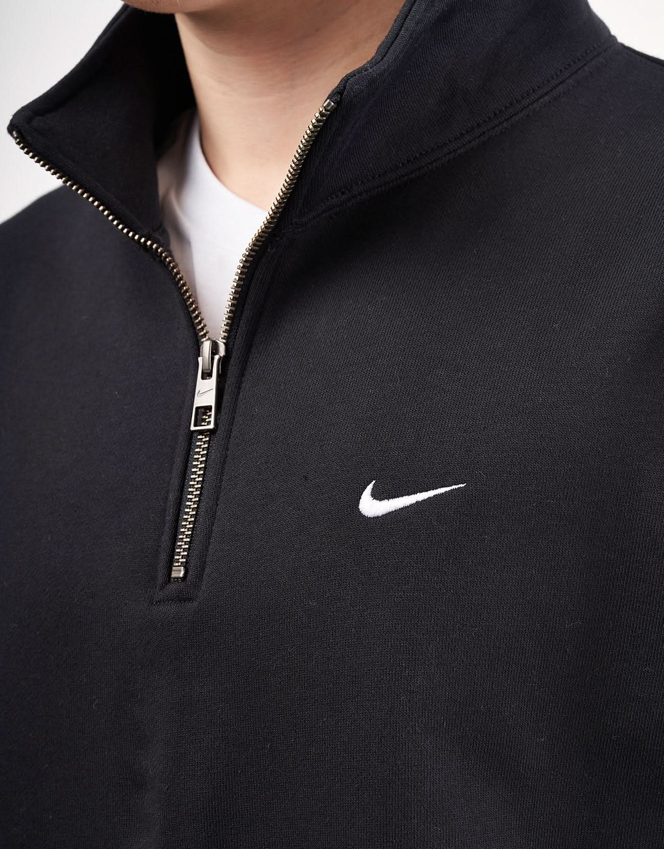 Nike Solo Swoosh 1/4 Zip Fleece - Black/White - Image 4