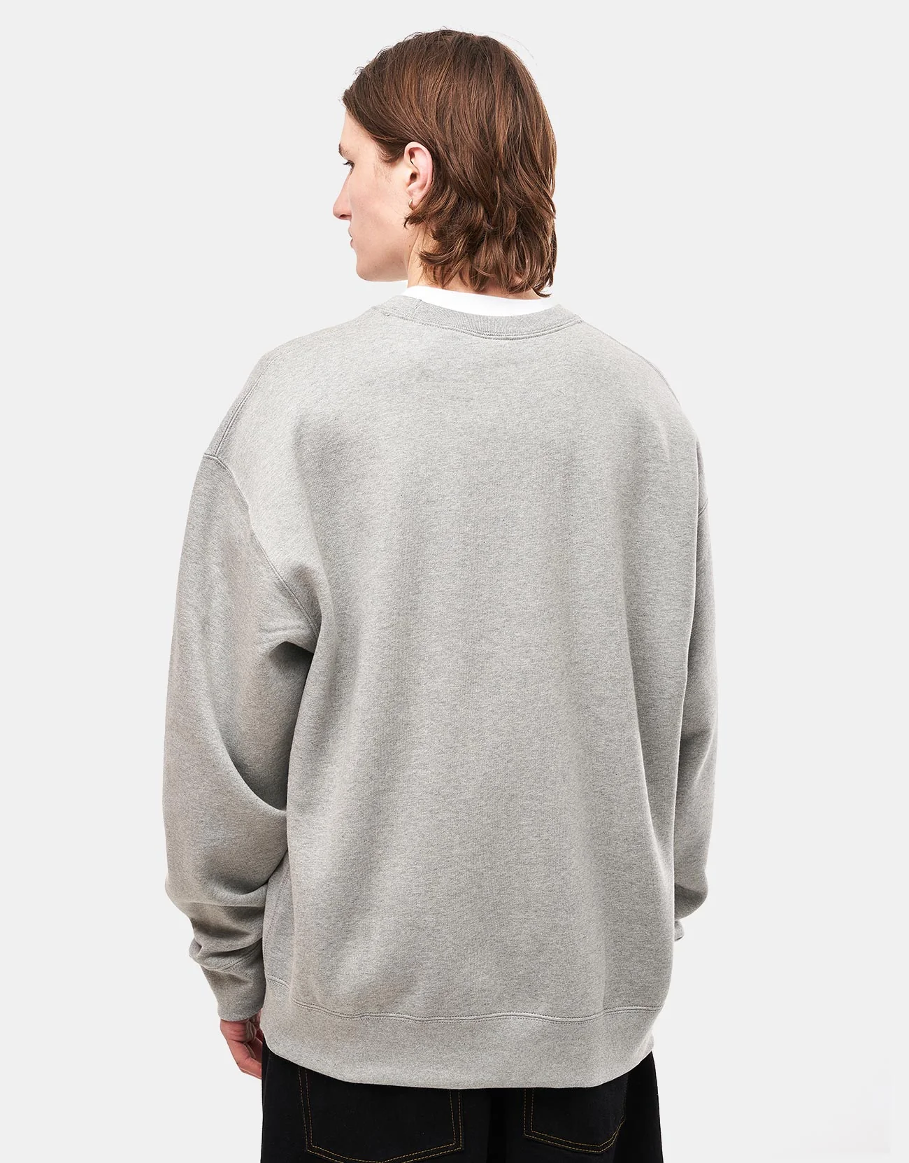 Nike Solo Swoosh Crew - Dark Grey Heather/White - Image 2
