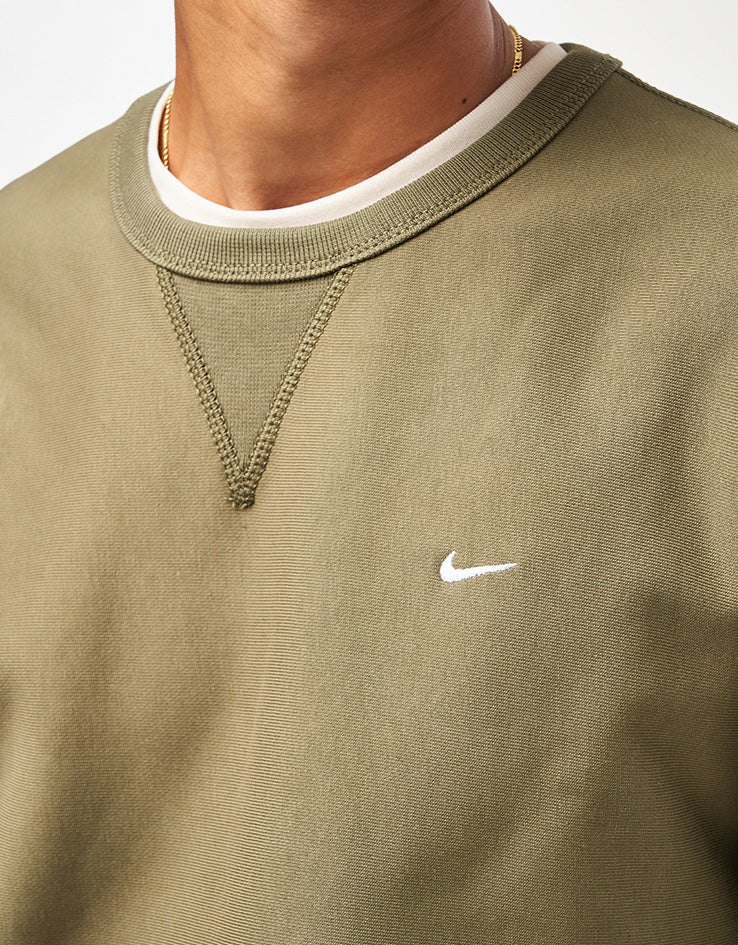 Nike Solo Swoosh Crew - Medium Olive/Medium Olive/White - Image 4