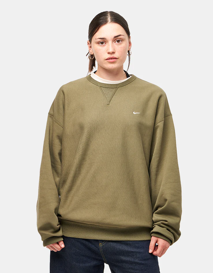 Nike Solo Swoosh Crew - Medium Olive/Medium Olive/White - Image 5