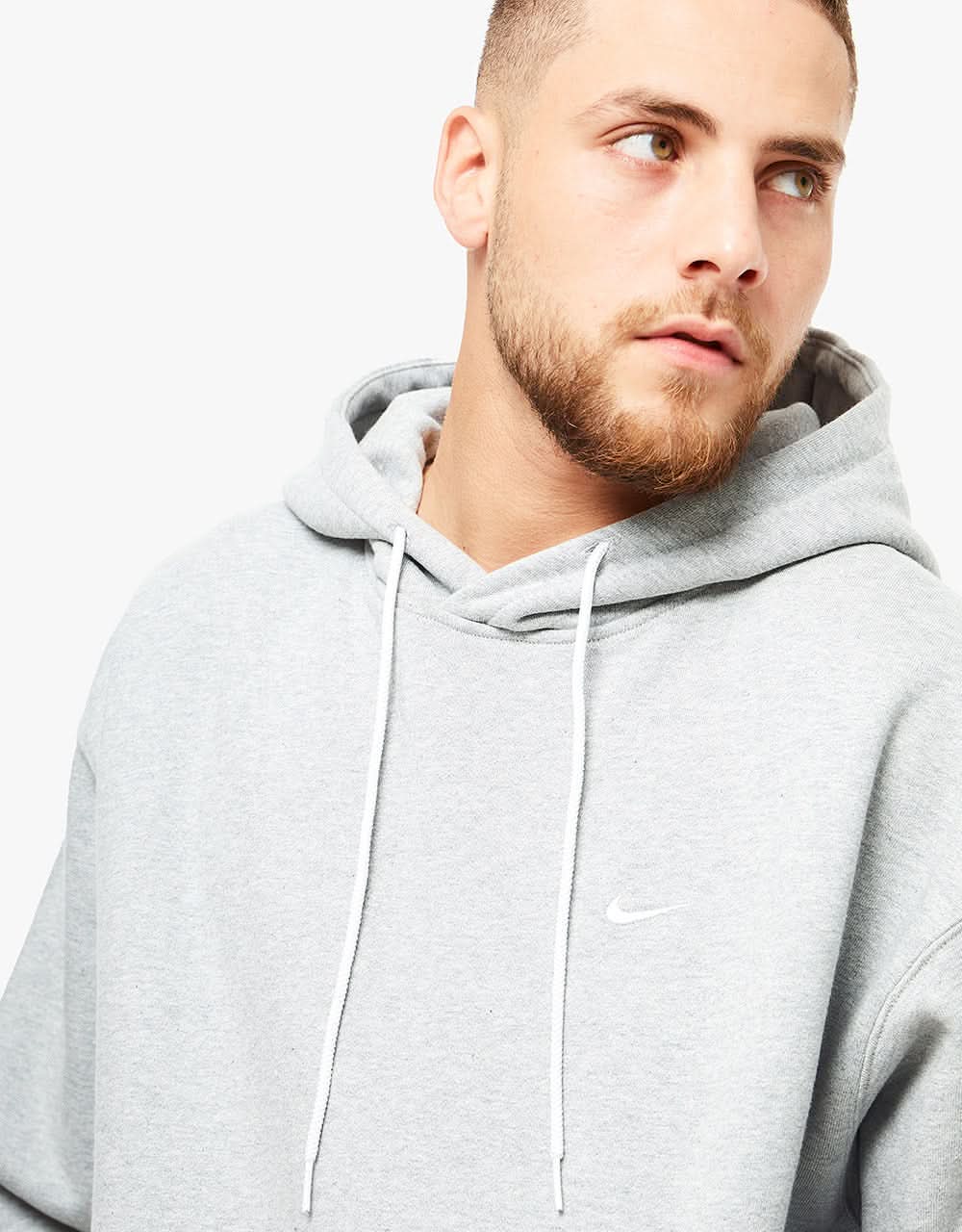 Nike Solo Swoosh Pullover Hoodie - Dark Grey Heather/White - Image 2