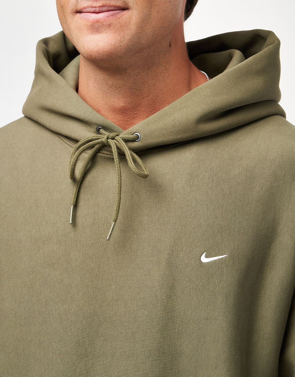Nike Solo Swoosh Pullover Hoodie - Medium Olive/Medium Olive/White - Image 4