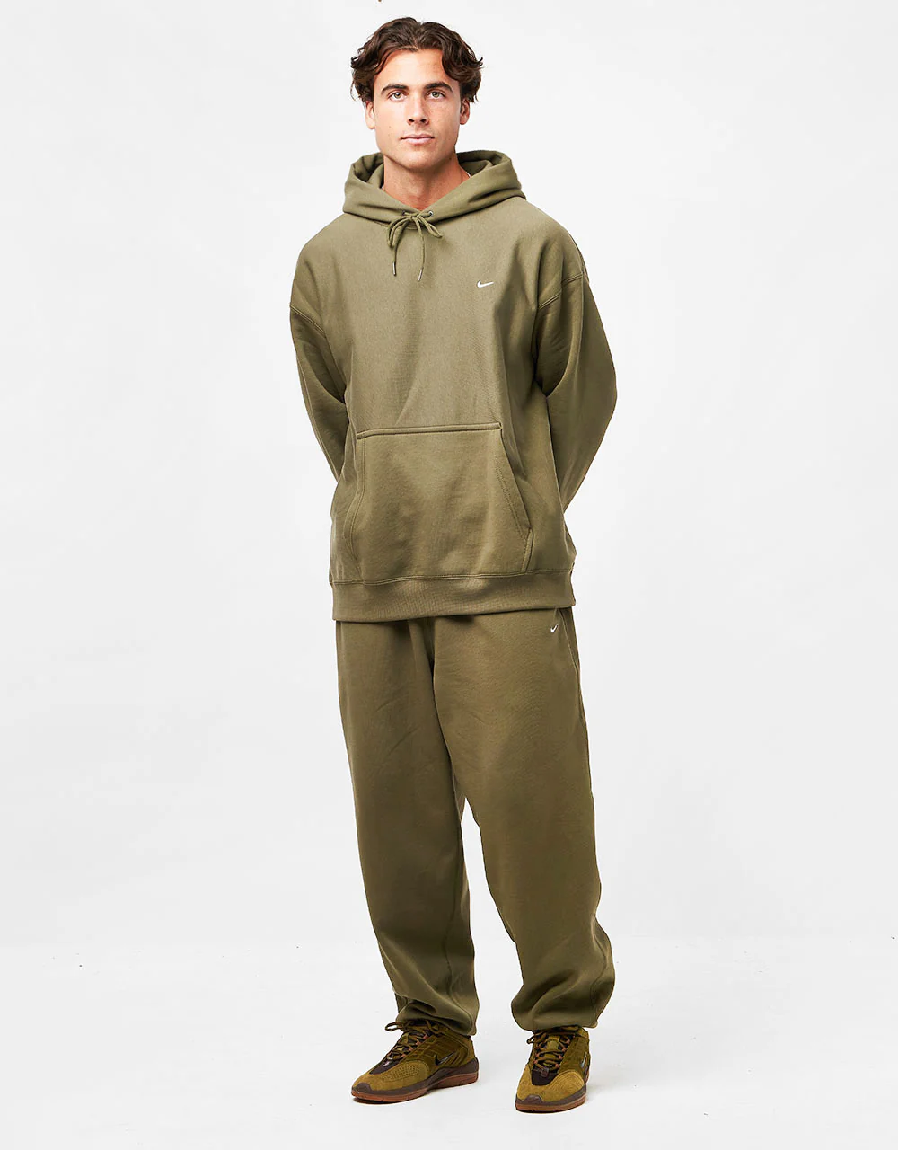 Nike Solo Swoosh Sweatpants - Medium Olive/Medium Olive/White - Image 2