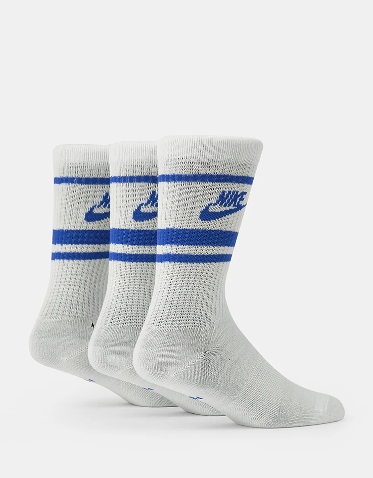Nike Dri-FIT Everyday Essential 3 Pack Crew Socks - White/Game Royal - Image 3