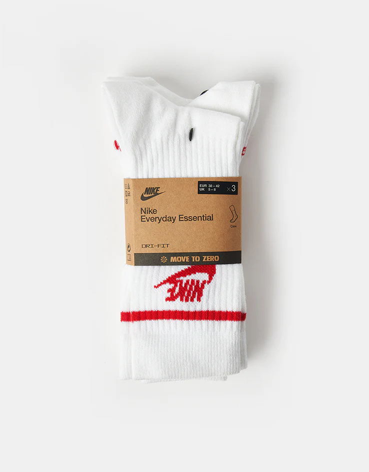 Nike Dri-FIT Everyday Essential 3 Pack Crew Socks - White/University - Image 2
