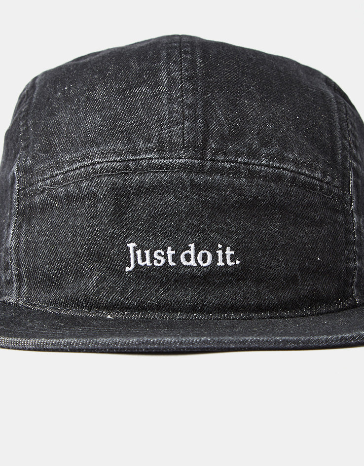 Nike Unstructured Denim JDI Cap - Black/Black/White - Image 2