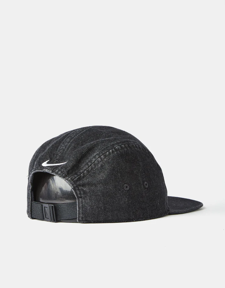 Nike Unstructured Denim JDI Cap - Black/Black/White - Image 3
