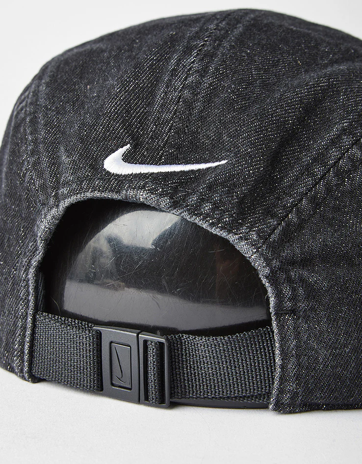 Nike Unstructured Denim JDI Cap - Black/Black/White - Image 4