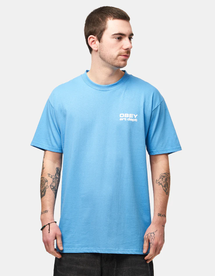 Obey Art Department T-Shirt - Azure Blue - Image 2
