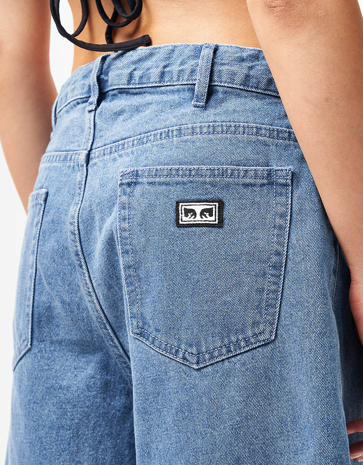 Obey Bigwig Baggy Denim Shorts - Light Indigo - Image 10