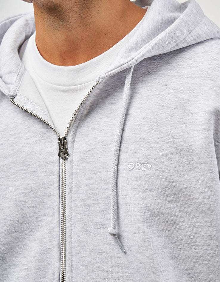 Obey Established Works Bold II Zip Hoodie - Ash Grey - Image 4