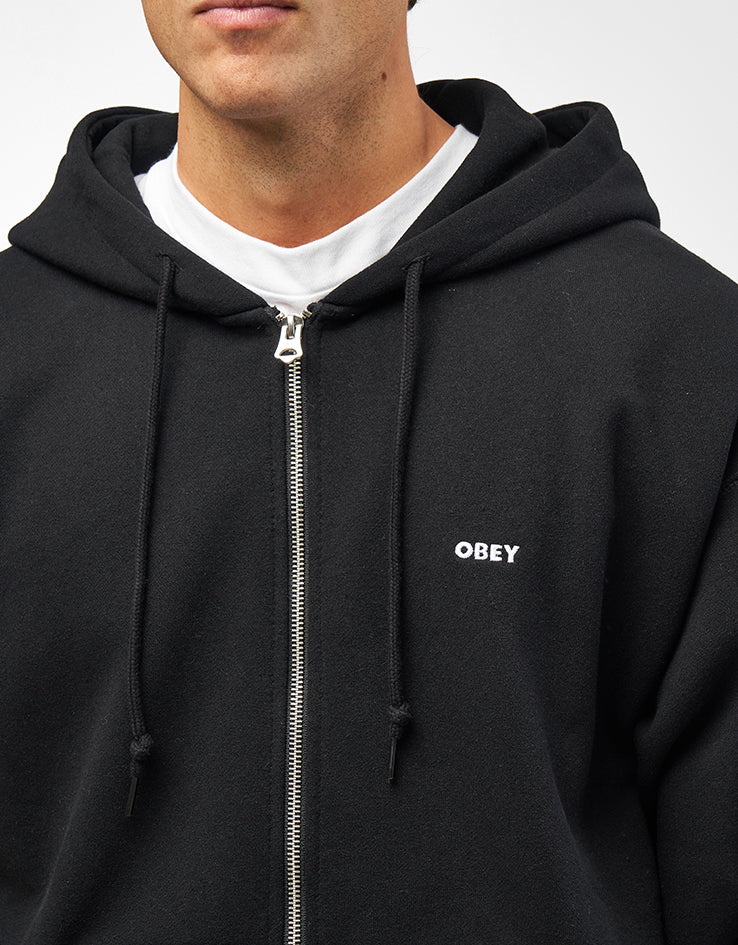 Obey Established Works Bold II Zip Hoodie - Black - Image 4
