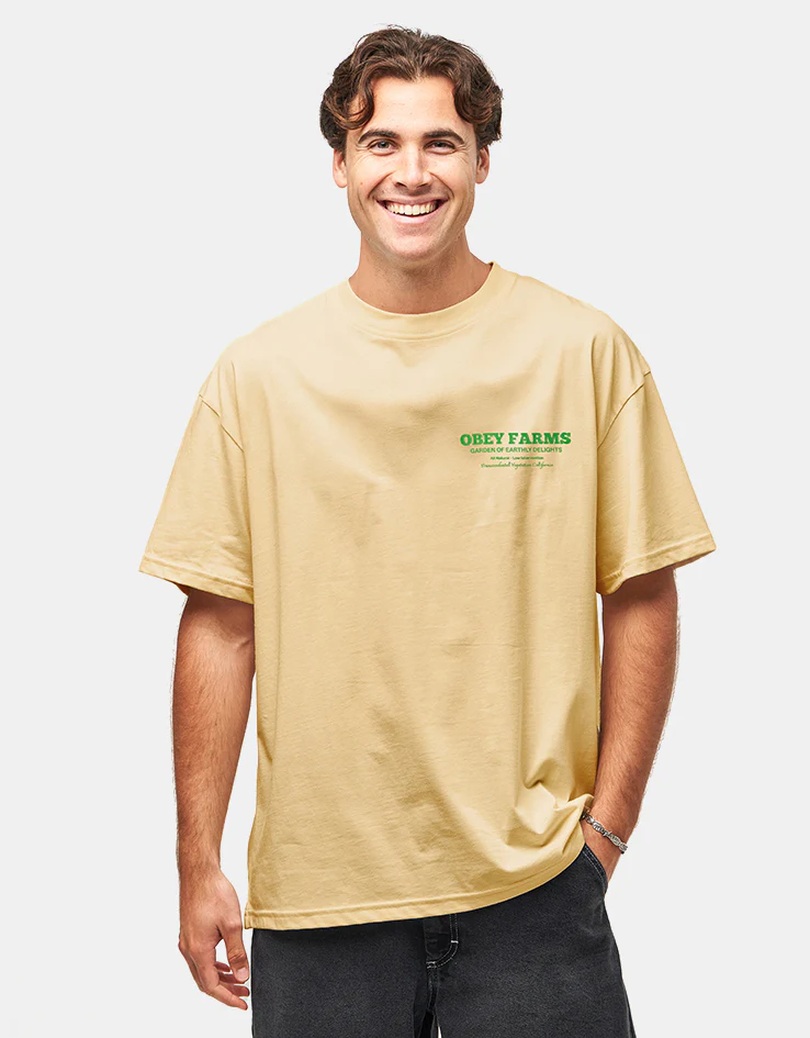 Obey Farms T-Shirt - Pale Yellow - Image 2
