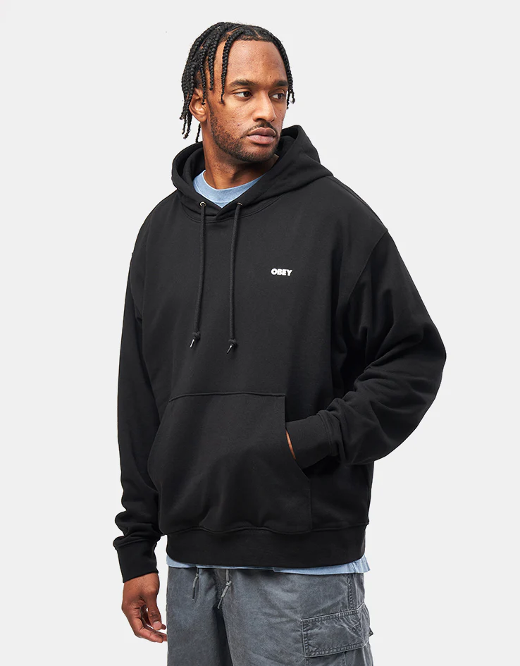 Obey Icon Stencil Flame Pullover Hoodie - Black - Image 2