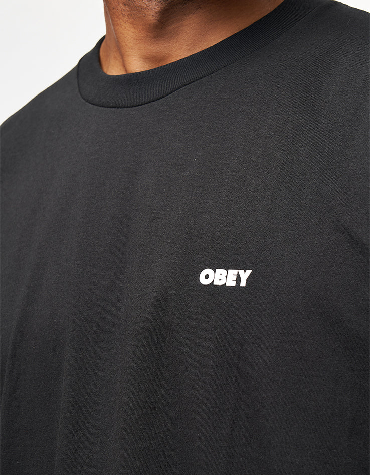 Obey Icon Stencil Flame T-Shirt - Black - Image 4