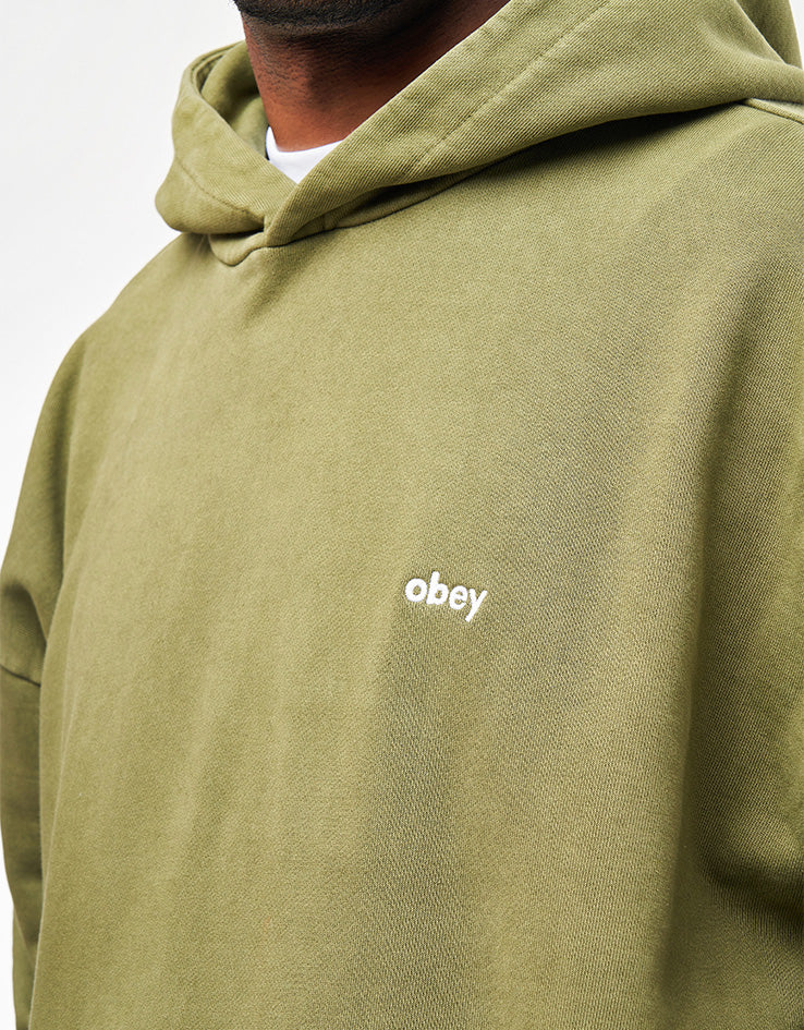 Obey Lowercase Pigment Hood Pullover Hoodie - Pigment Moss Green - Image 3