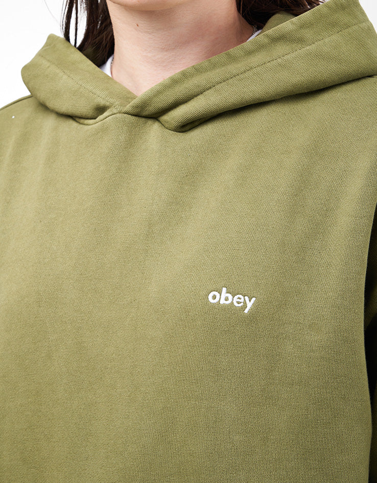 Obey Lowercase Pigment Hood Pullover Hoodie - Pigment Moss Green - Image 9
