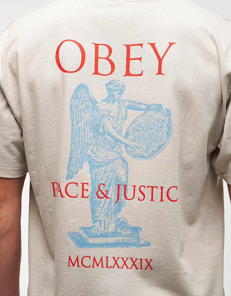 Obey Peace & Justice Statue T-Shirt - Silver Grey - Image 3