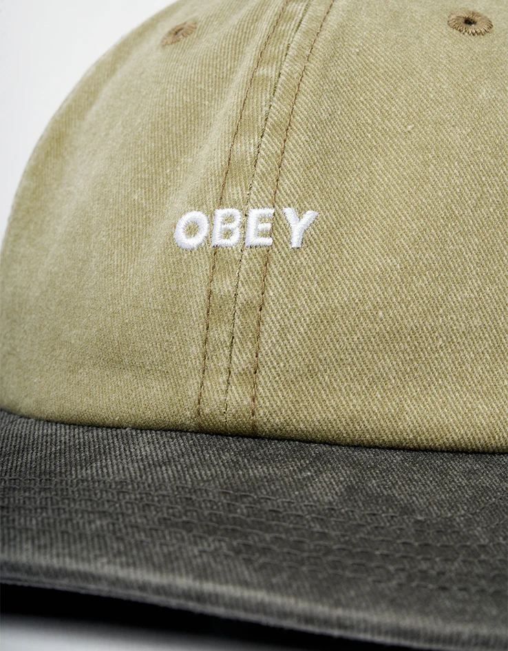 Obey Pigment Bold 6 Panel Strapback Cap - Pigment Khaki Multi - Image 2