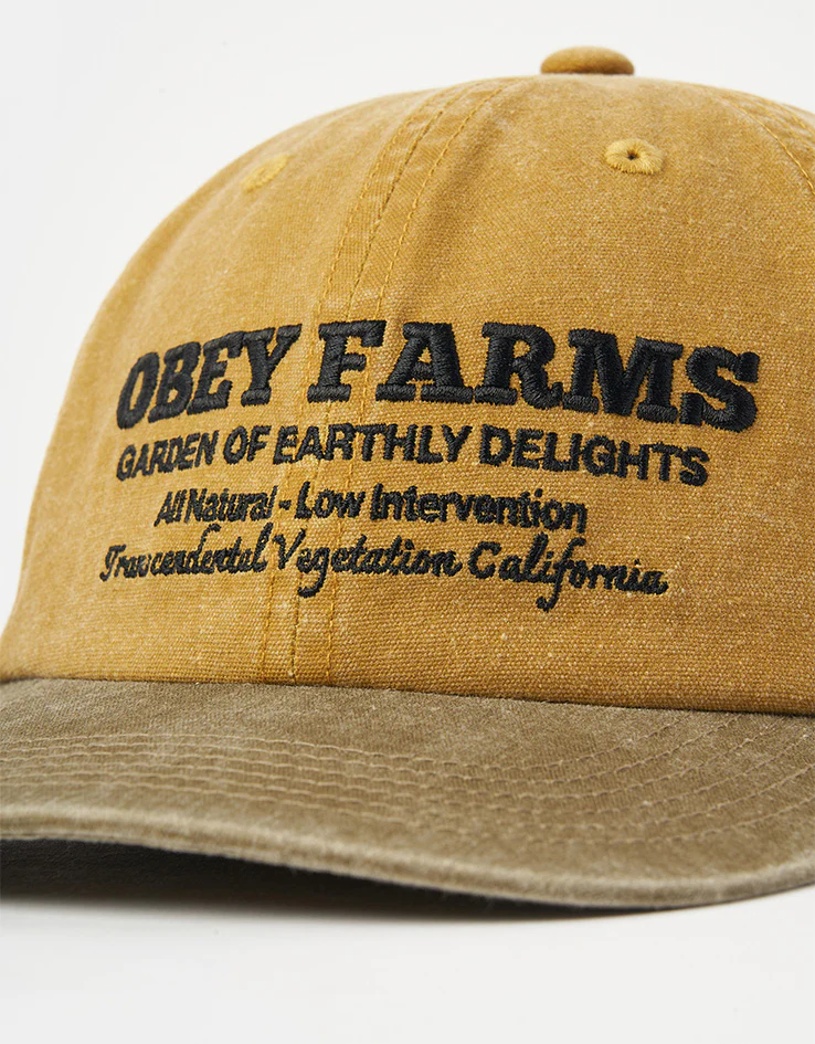 Obey Pigment Obey Farms 6 Panel Strapback Cap - Pigment Mustard Multi - Image 2