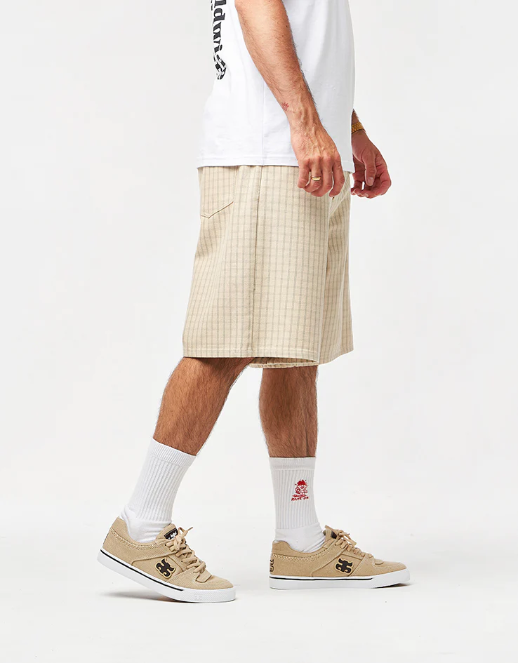 Obey Plaid Baggy Denim Shorts - Pelican Multi - Image 3