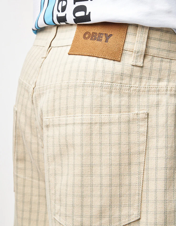 Obey Plaid Baggy Denim Shorts - Pelican Multi - Image 5