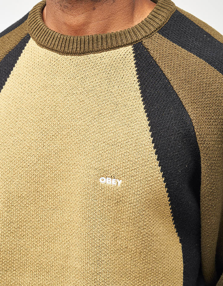 Obey Raglan Crew Neck Sweater - Mermaid Green Multi - Image 3