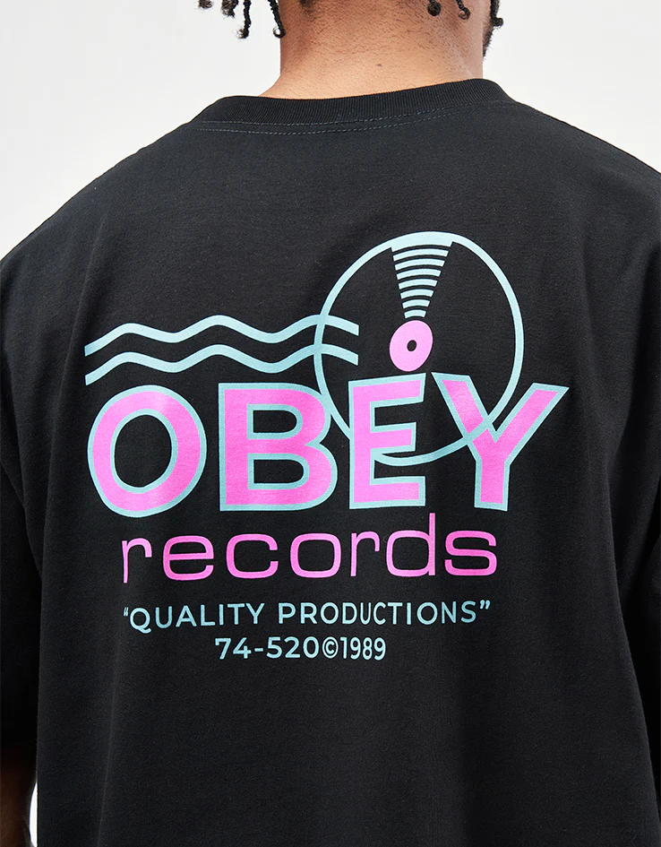 Obey Records Sound Waves T-Shirt - Black - Image 3