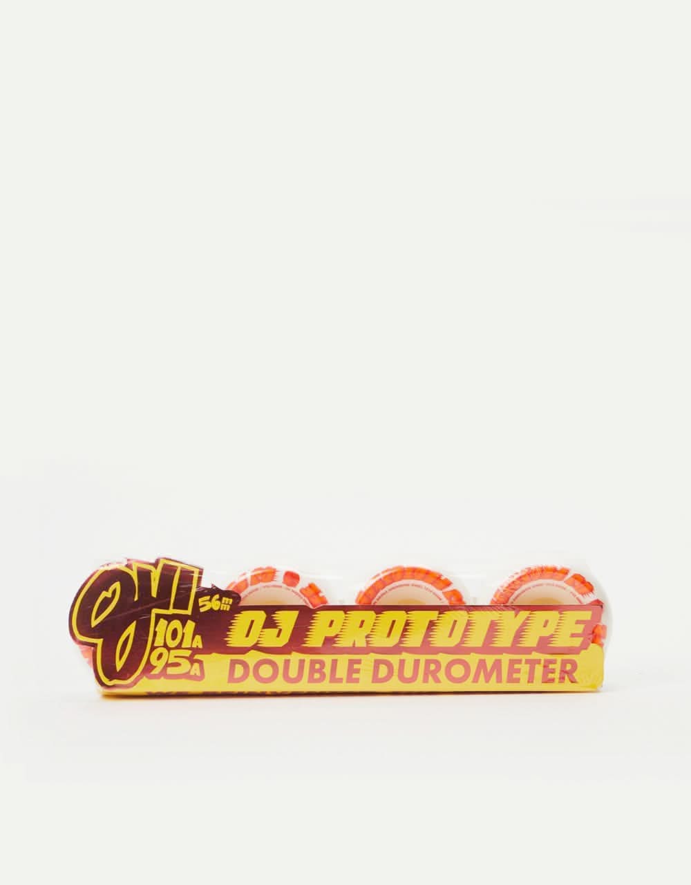 OJ Double Duro Mini Combo 101/95a Skateboard Wheels - White/White-Orange - Image 4