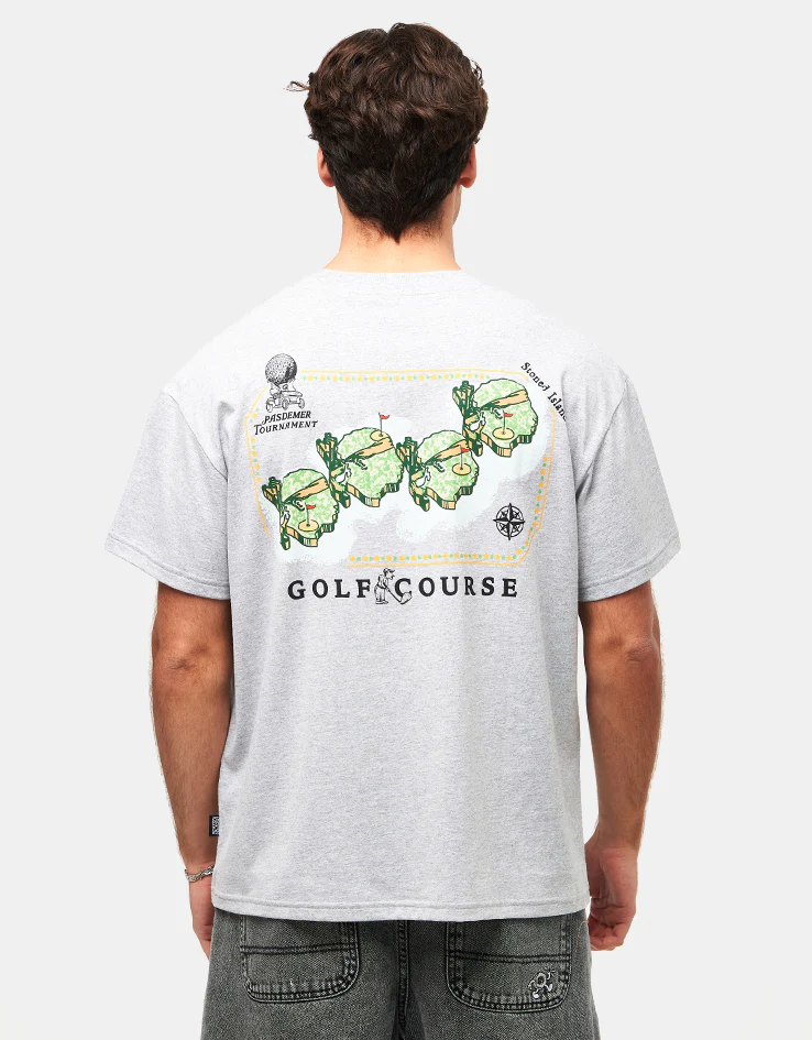 Pas De Mer Golf Course T-Shirt - Grey Melange - Image 2