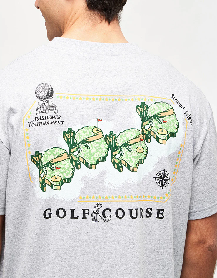 Pas De Mer Golf Course T-Shirt - Grey Melange - Image 4