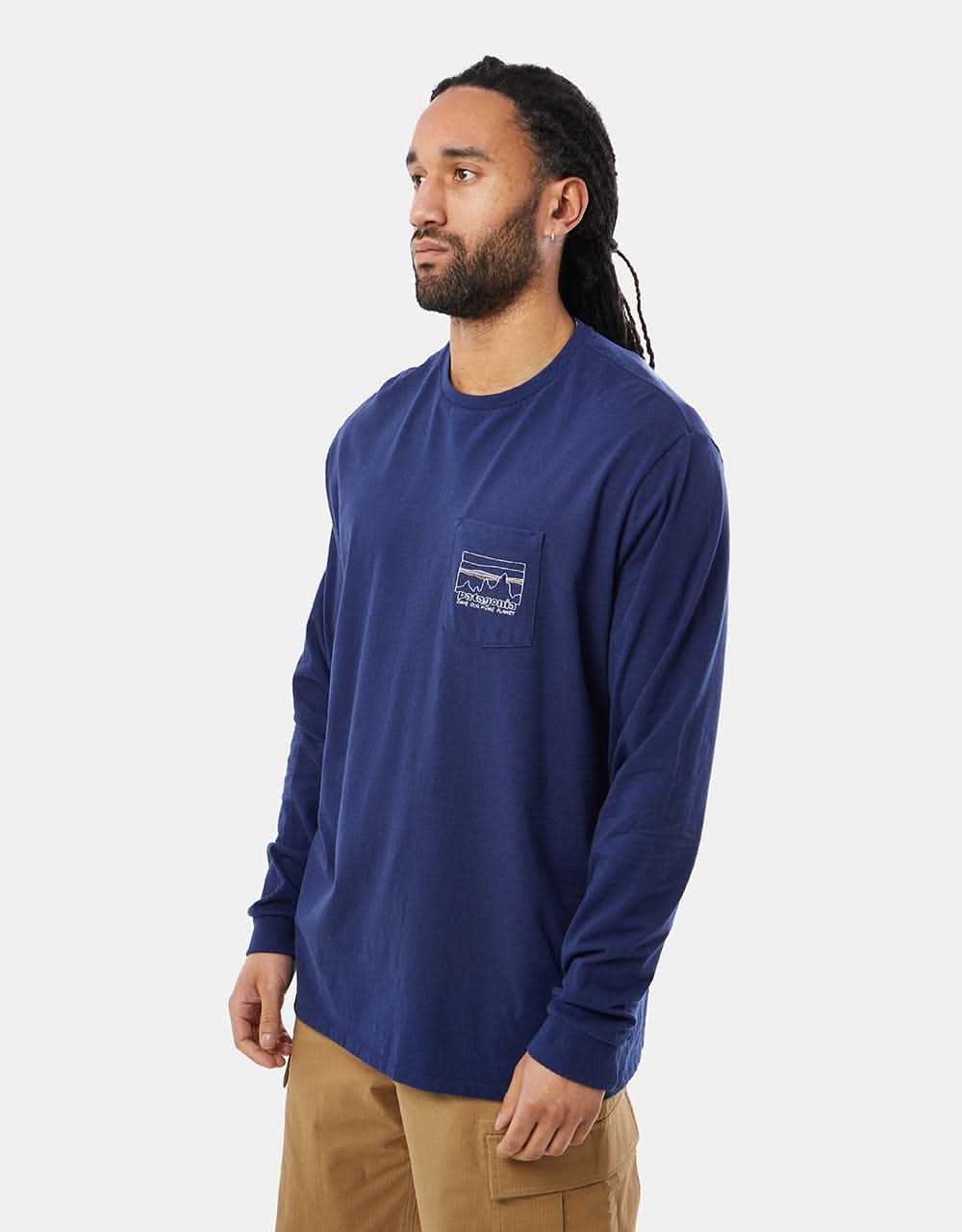 Patagonia 73 Skyline L/S Pocket Responsibili-Tee® - Sound Blue - Image 3