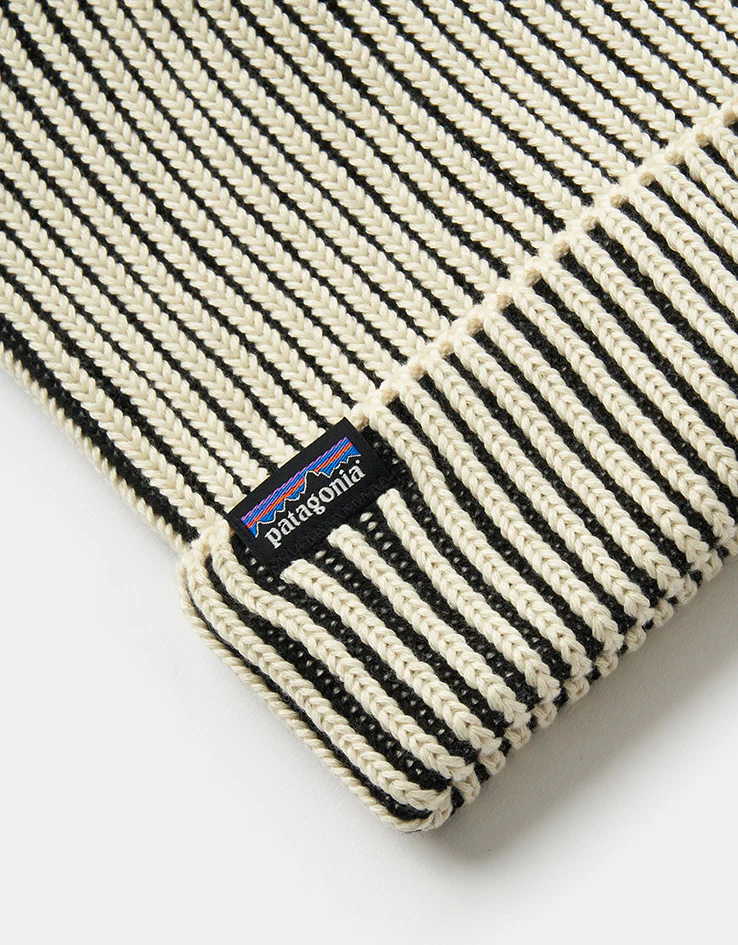 Patagonia Fishermans Rolled Beanie - Contrast Stripe/Black - Image 2