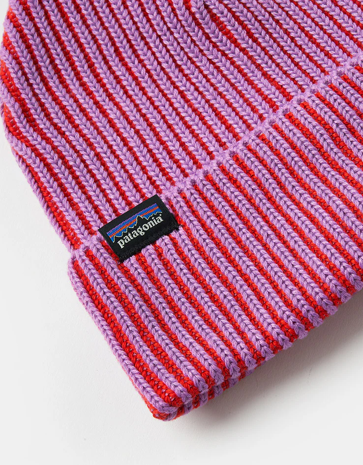 Patagonia Fishermans Rolled Beanie - Contrast Stripe/Brisk Purple - Image 2
