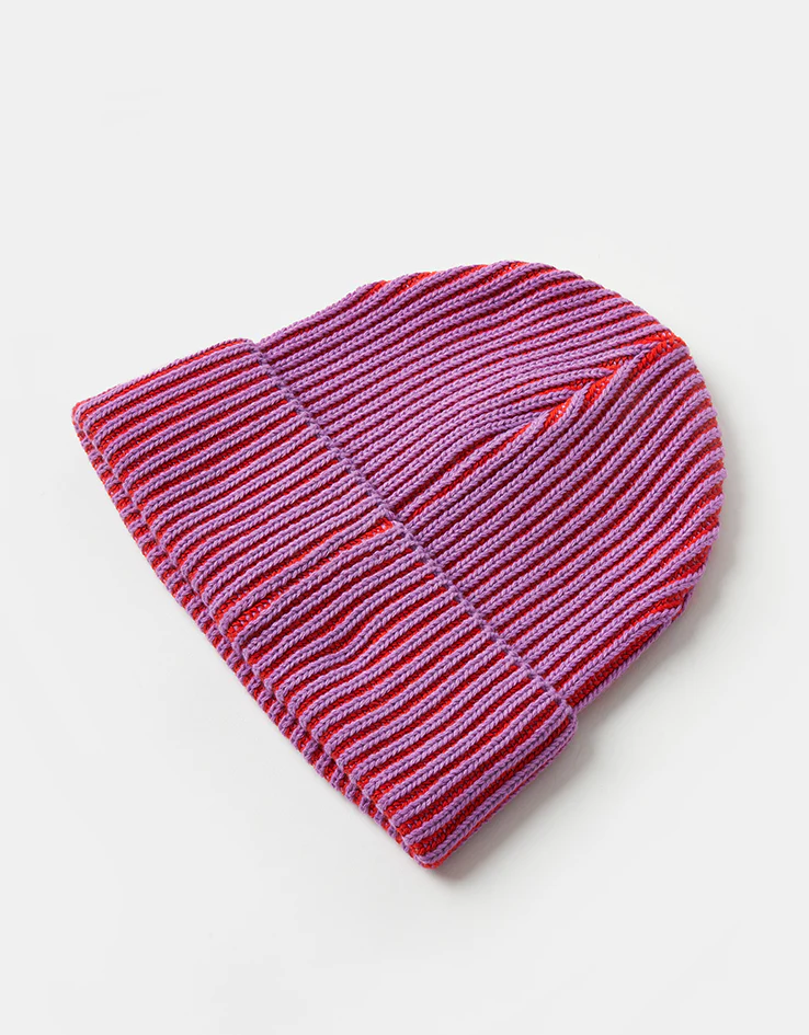 Patagonia Fishermans Rolled Beanie - Contrast Stripe/Brisk Purple - Image 3