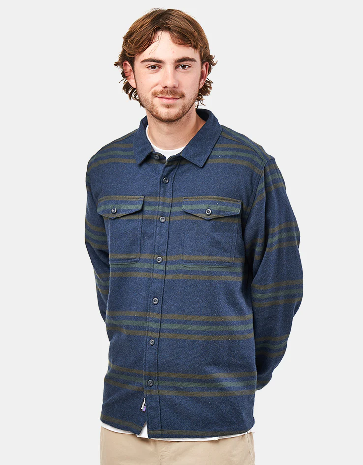 Patagonia Fjord L/S Flannel Shirt - Treelined: Smolder Blue - Image 3