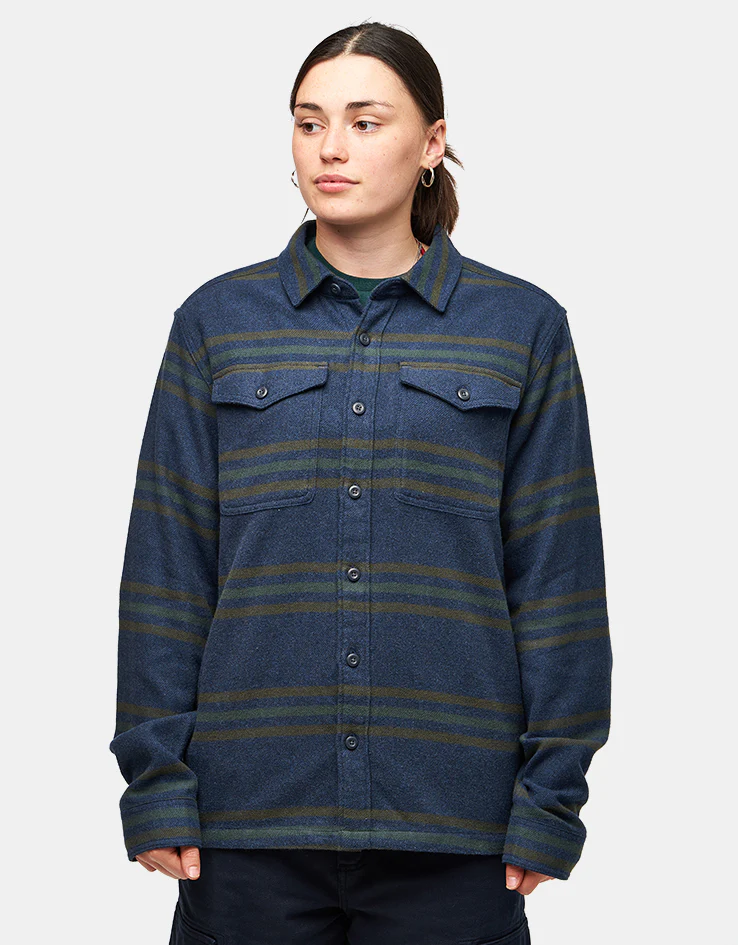 Patagonia Fjord L/S Flannel Shirt - Treelined: Smolder Blue - Image 8