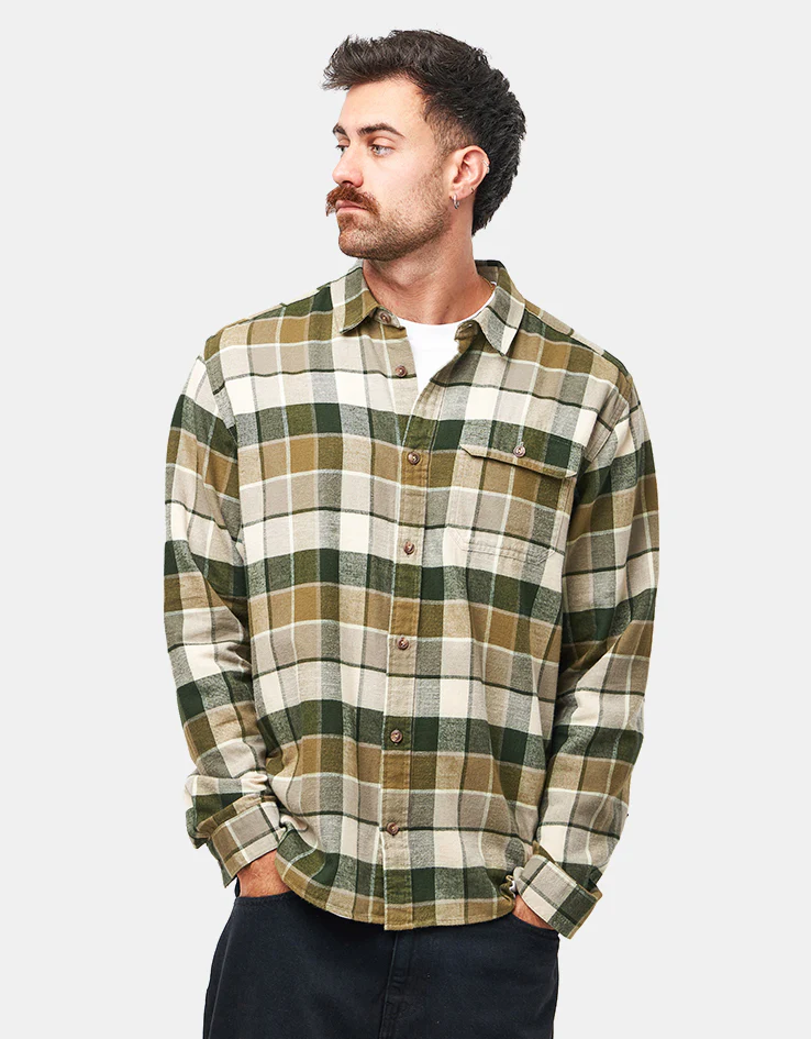Patagonia Lightweight Fjord L/S Flannel Shirt - Rocky/Old Growth Green - Image 3