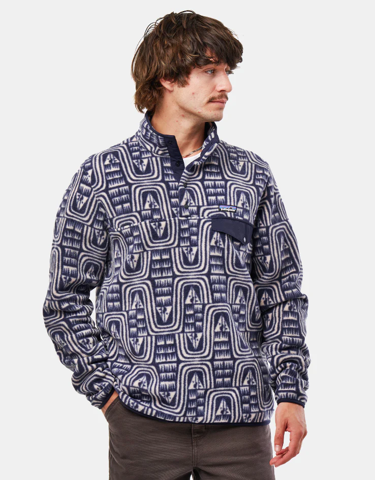 Patagonia Lightweight Synch Snap-T Pullover Fleece - Flow/Sunken Blue - Image 4