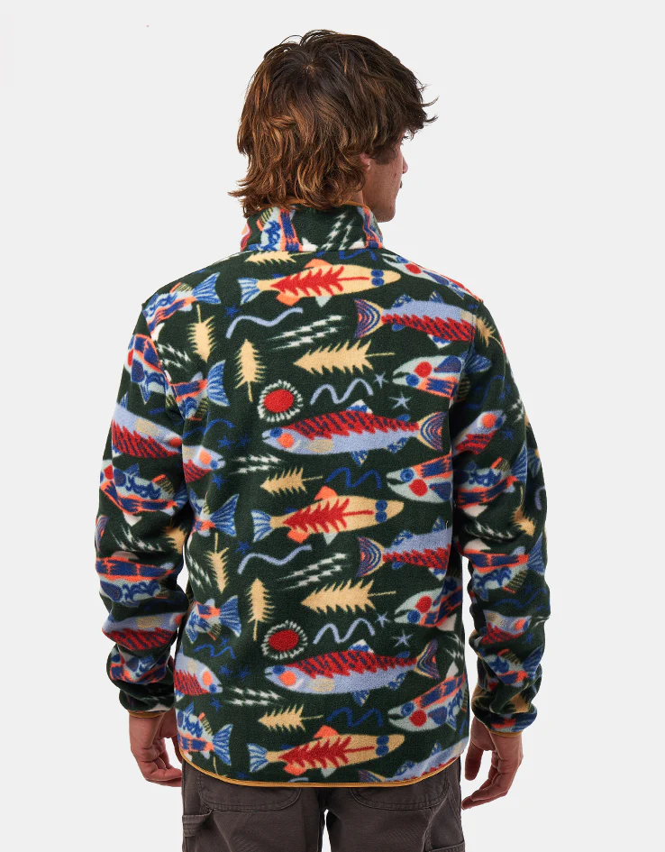 Patagonia Lightweight Synch Snap-T Pullover Fleece - Salmon Energy/Old Growth Green - Image 2