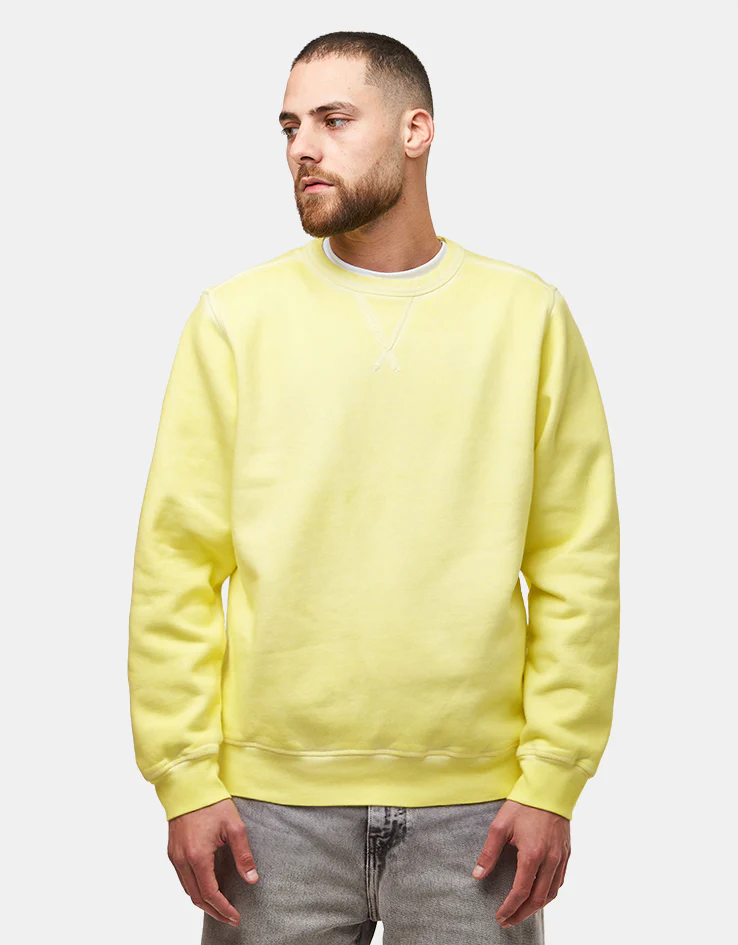 Pop Trading Company Stencil Logo Crewneck Sweat - Lemon Grass - Image 2