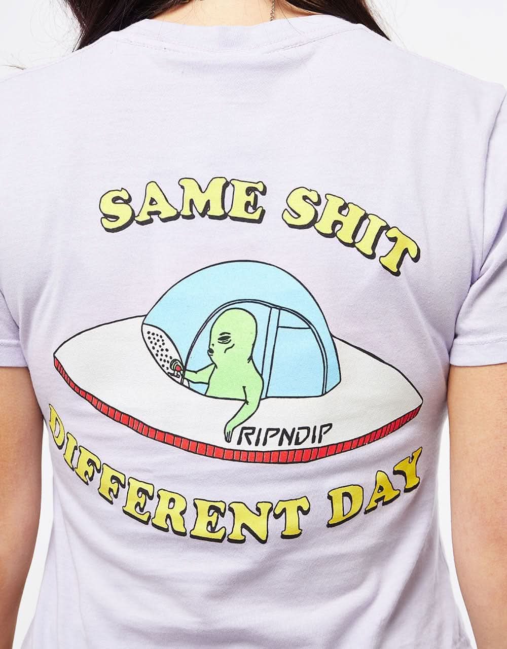 RIPNDIP Same Shit Different Day Womens Cropped T-Shirt - Lavender - Image 4