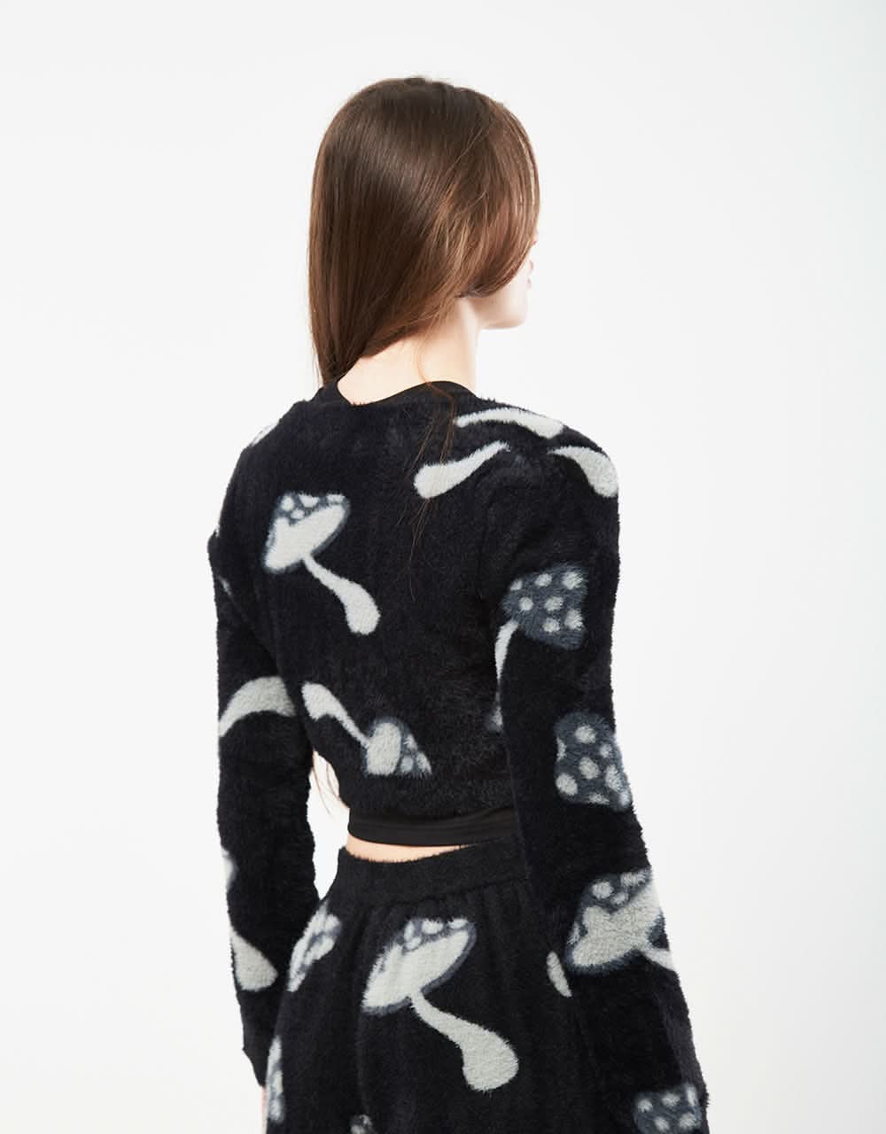 RIPNDIP Womens Euphoria Knit Long Sleeve Crop Top  - Black - Image 2